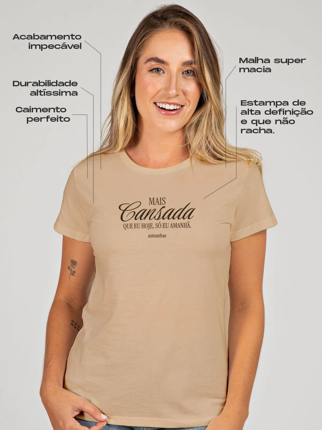 Camiseta Feminina Mais Cansada que Eu Hoje Asmanhas Liquida