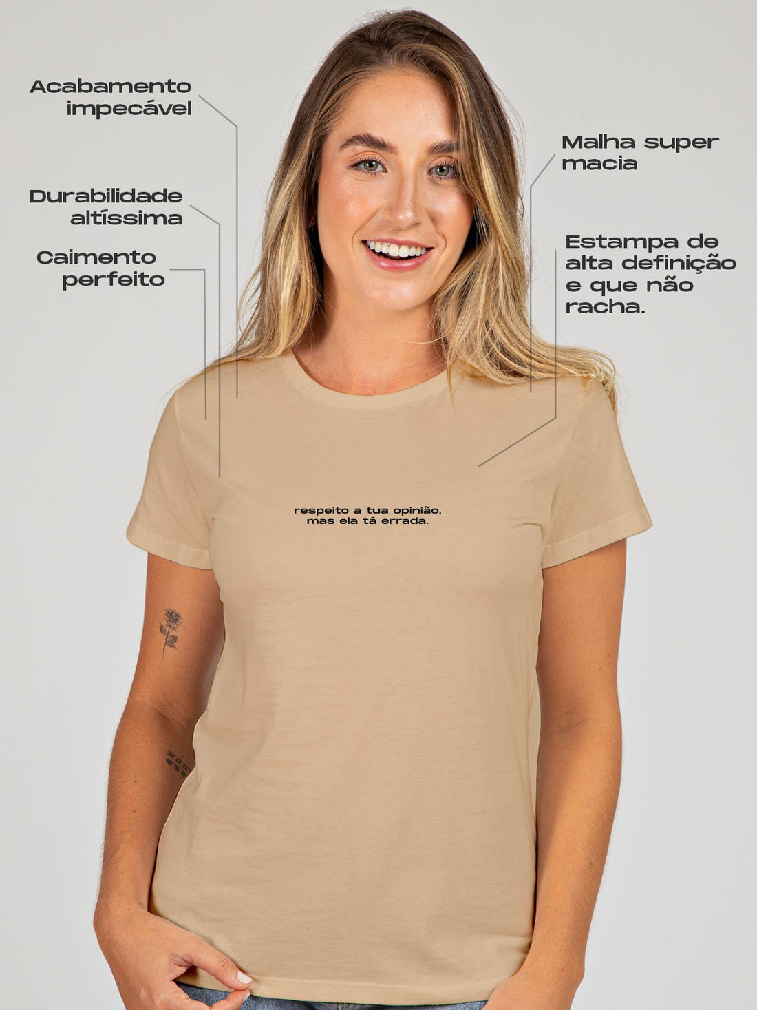 Camiseta Feminina Respeito a Tua Opinião Asmanhas