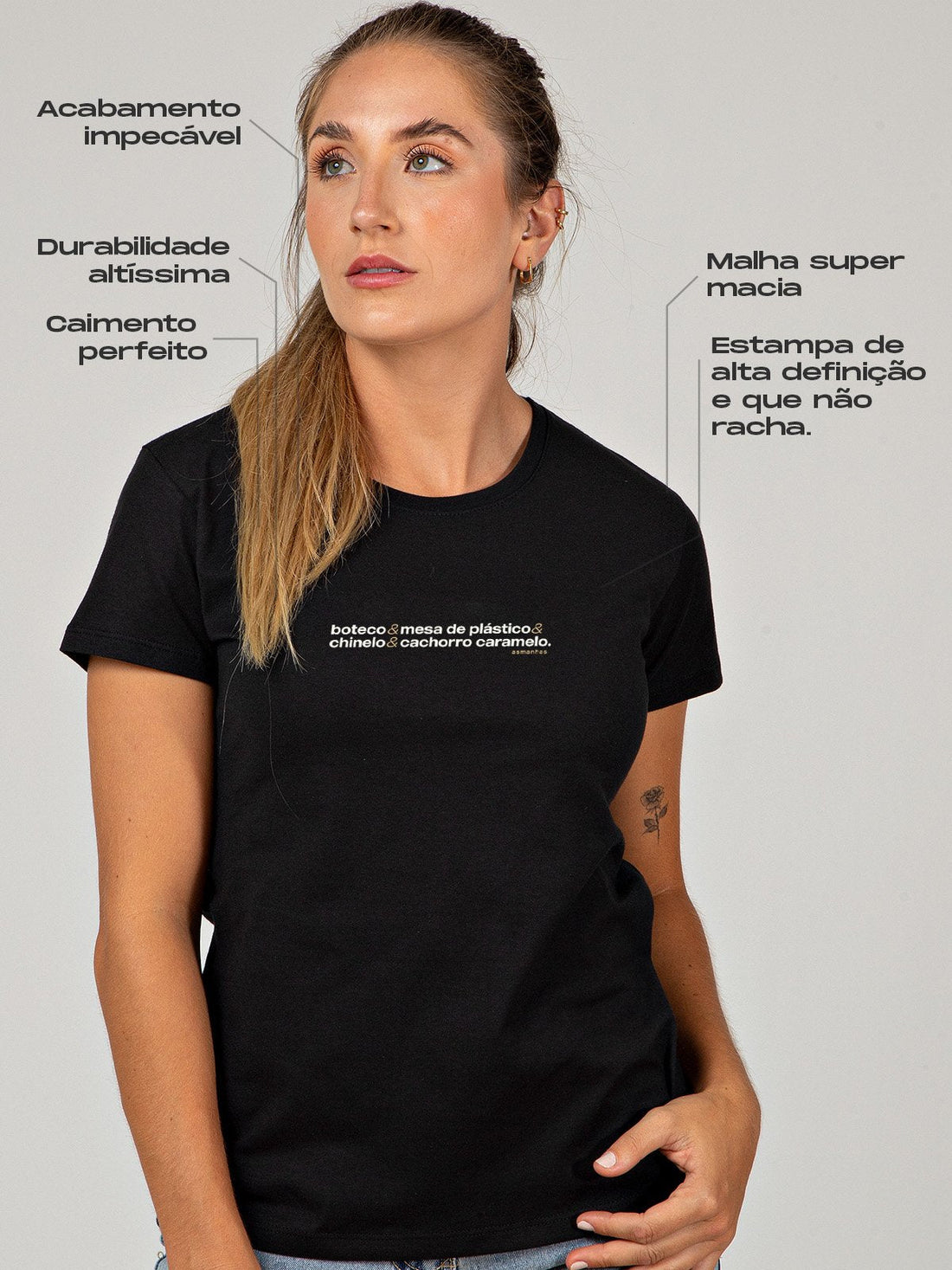 Camiseta Feminina Boteco e Cachorro Caramelo Asmanhas