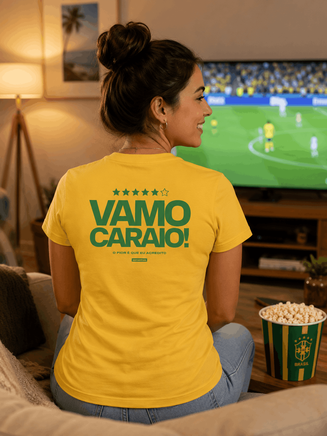 Camiseta Copa Feminina Vamo Caraio Costas Asmanhas