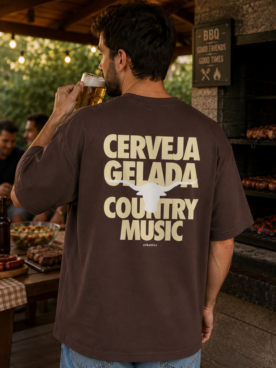 Camiseta Oversized Cerveja Gelada Country Music Country Music Asmanhas