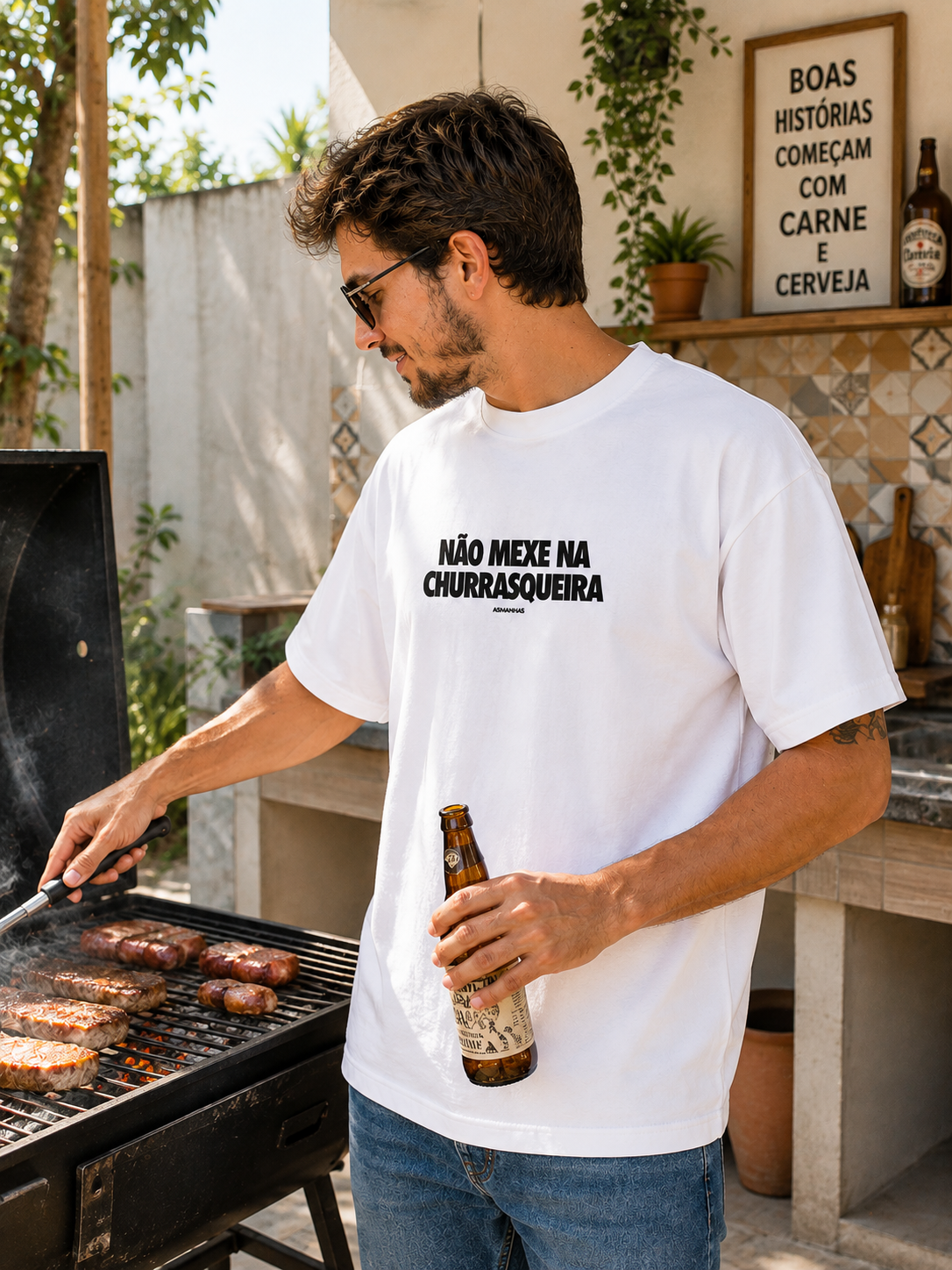 Camiseta Oversized Não Mexe na Churrasqueira Asmanhas