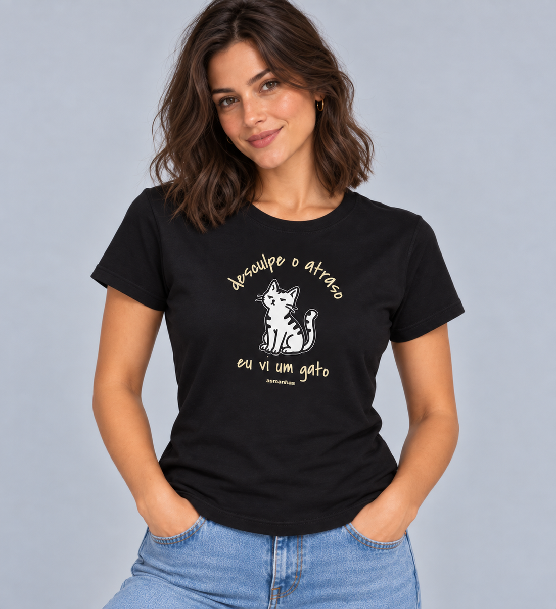 Camiseta Feminina Vi Um Gato Asmanhas