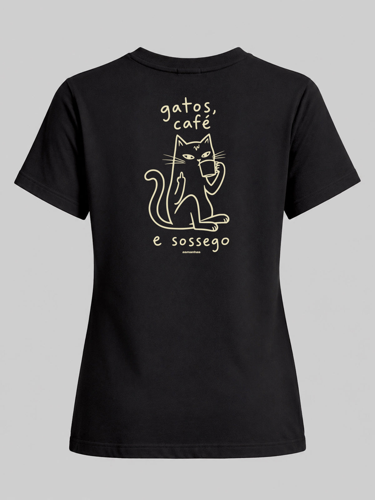 Camiseta Feminina Gatos Café e Sossego Asmanhas