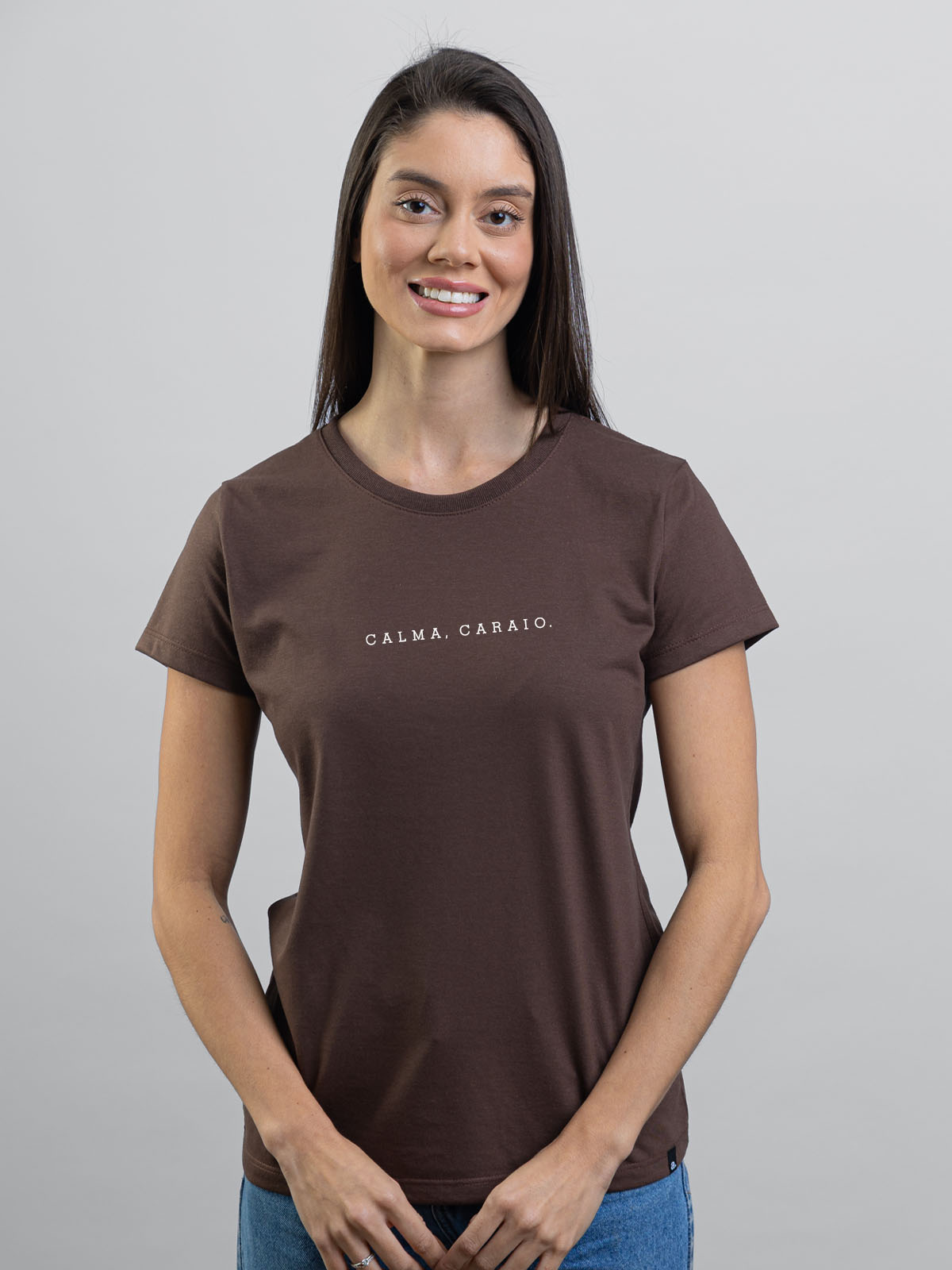 Camiseta Feminina Calma Caraio Minimalista Asmanhas
