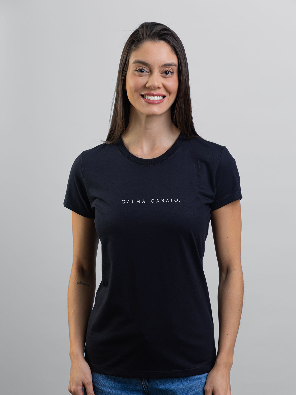 Camiseta Feminina Calma Caraio Minimalista Asmanhas