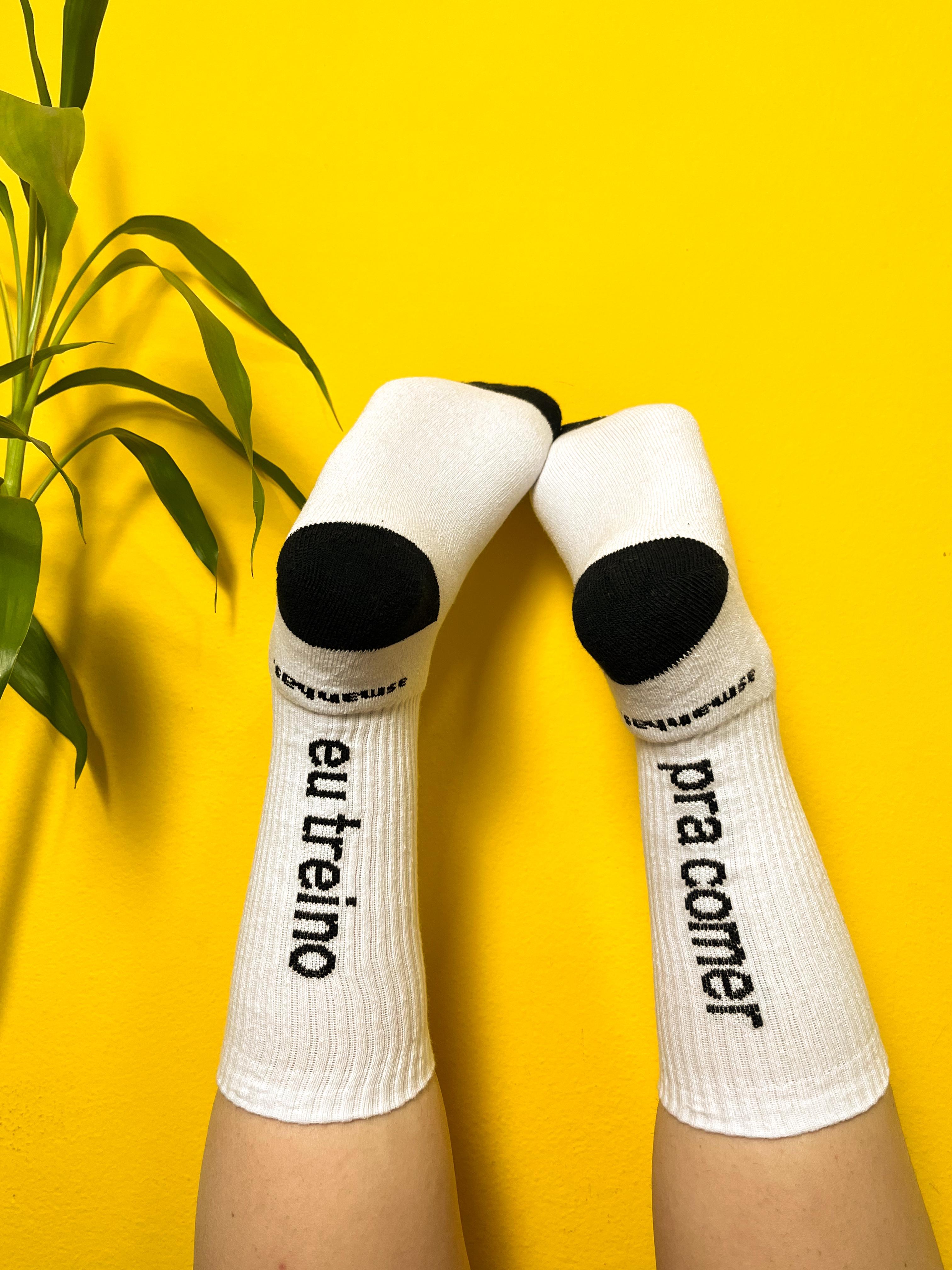 Meia Eu Treino Pra Comer Asmanhas - Branca