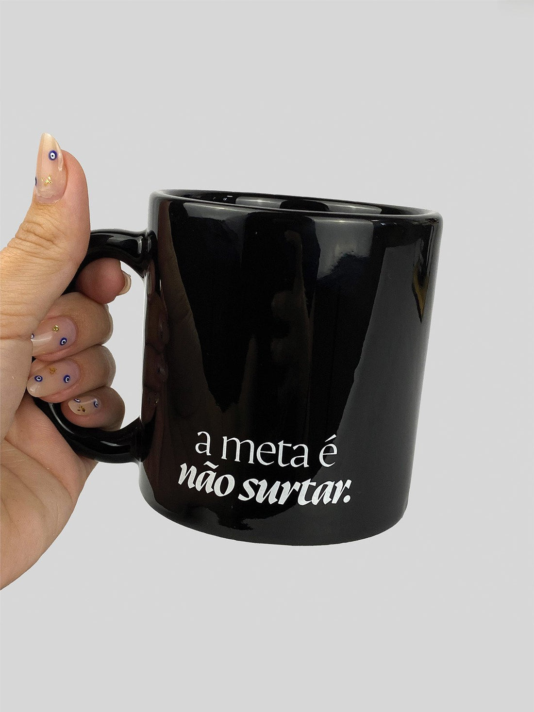 Caneca Meta é Não Surtar Preta Asmanhas