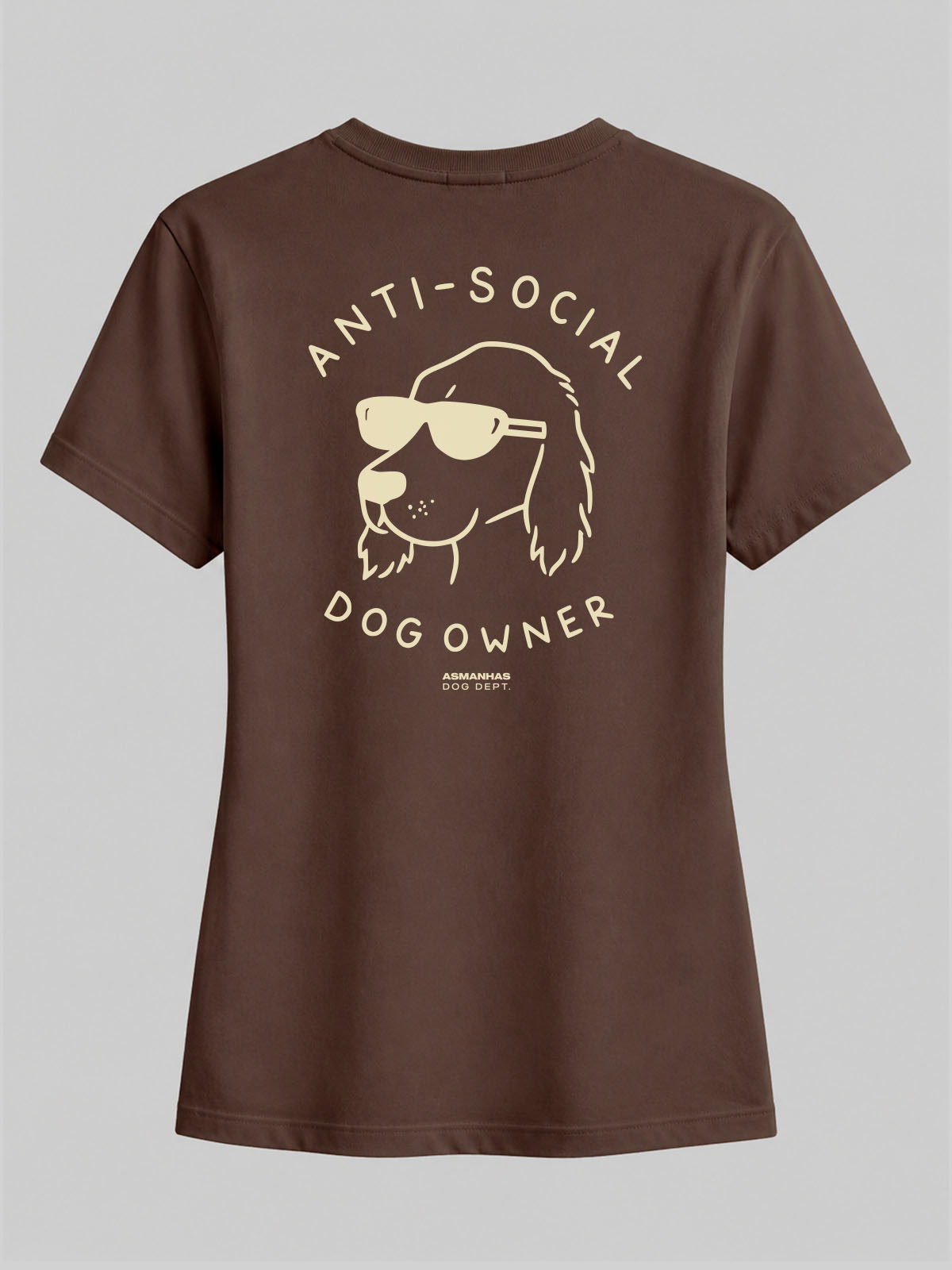 Camiseta Feminina Dono de Cachorro Antissocial Asmanhas