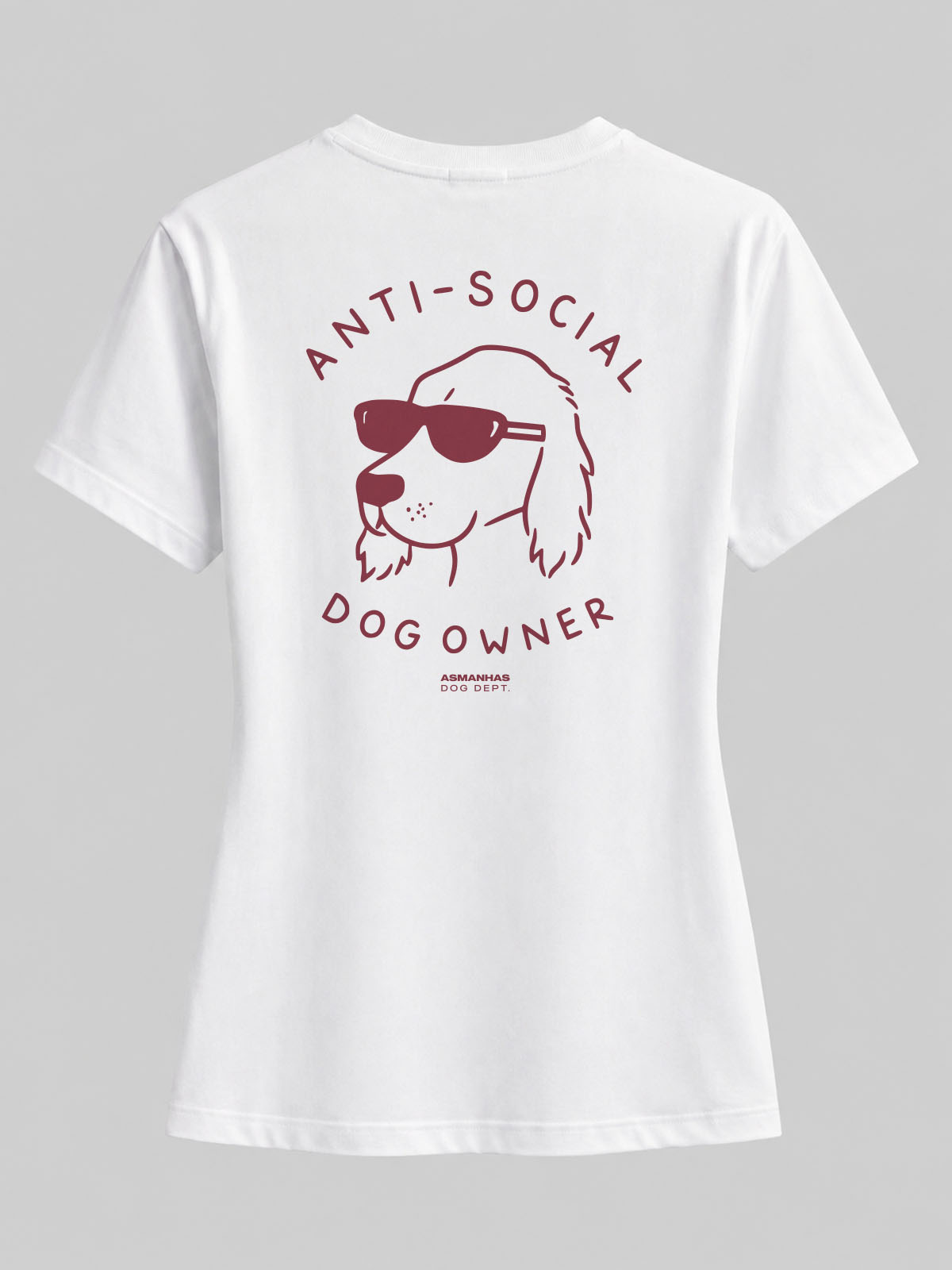 Camiseta Feminina Dono de Cachorro Antissocial Asmanhas