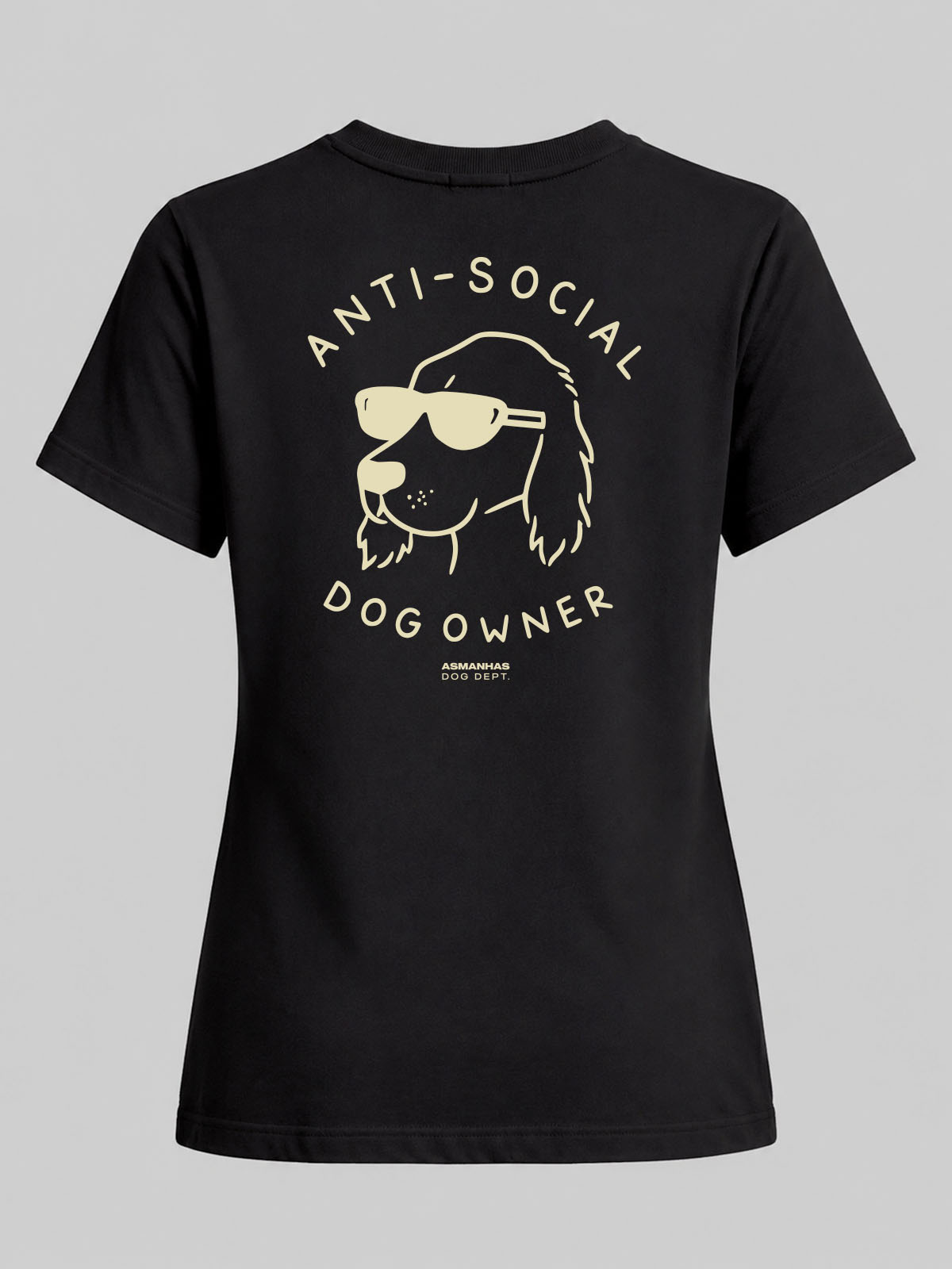 Camiseta Feminina Dono de Cachorro Antissocial Asmanhas