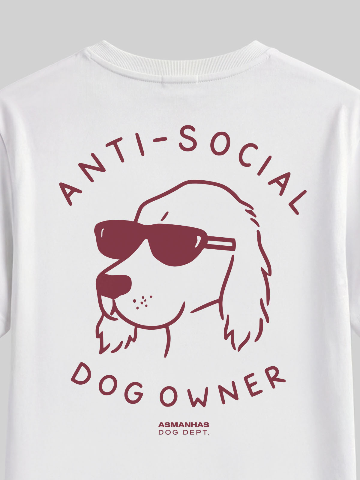 Camiseta Feminina Dono de Cachorro Antissocial Asmanhas
