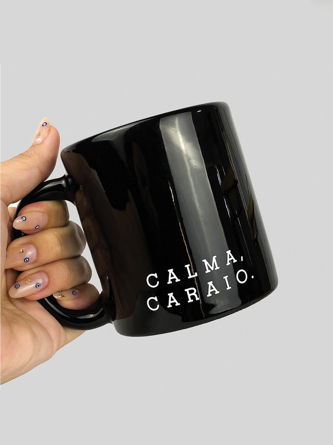 Caneca Calma Caraio Preta Asmanhas