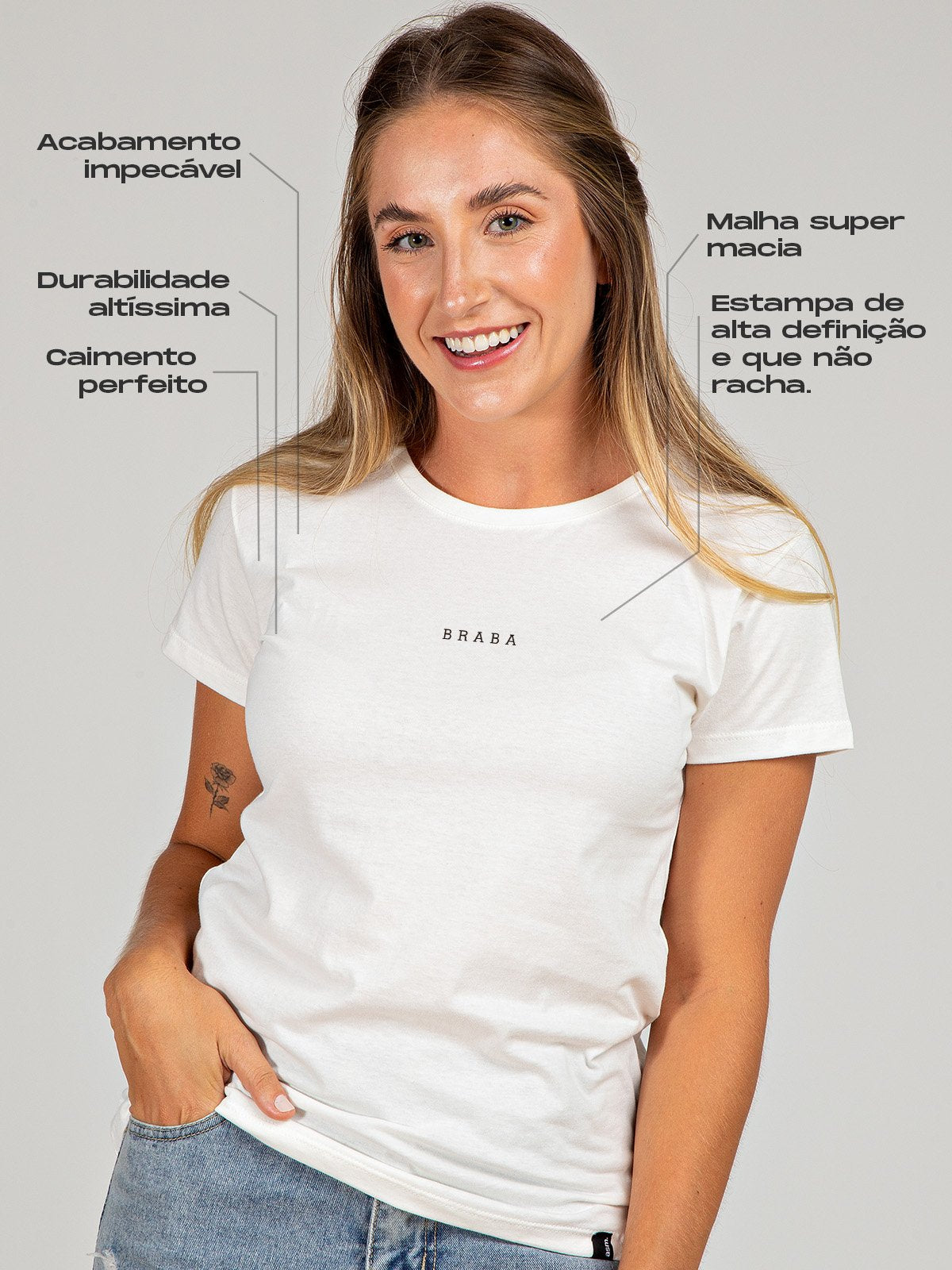 Camiseta Feminina Braba Minimalista Asmanhas