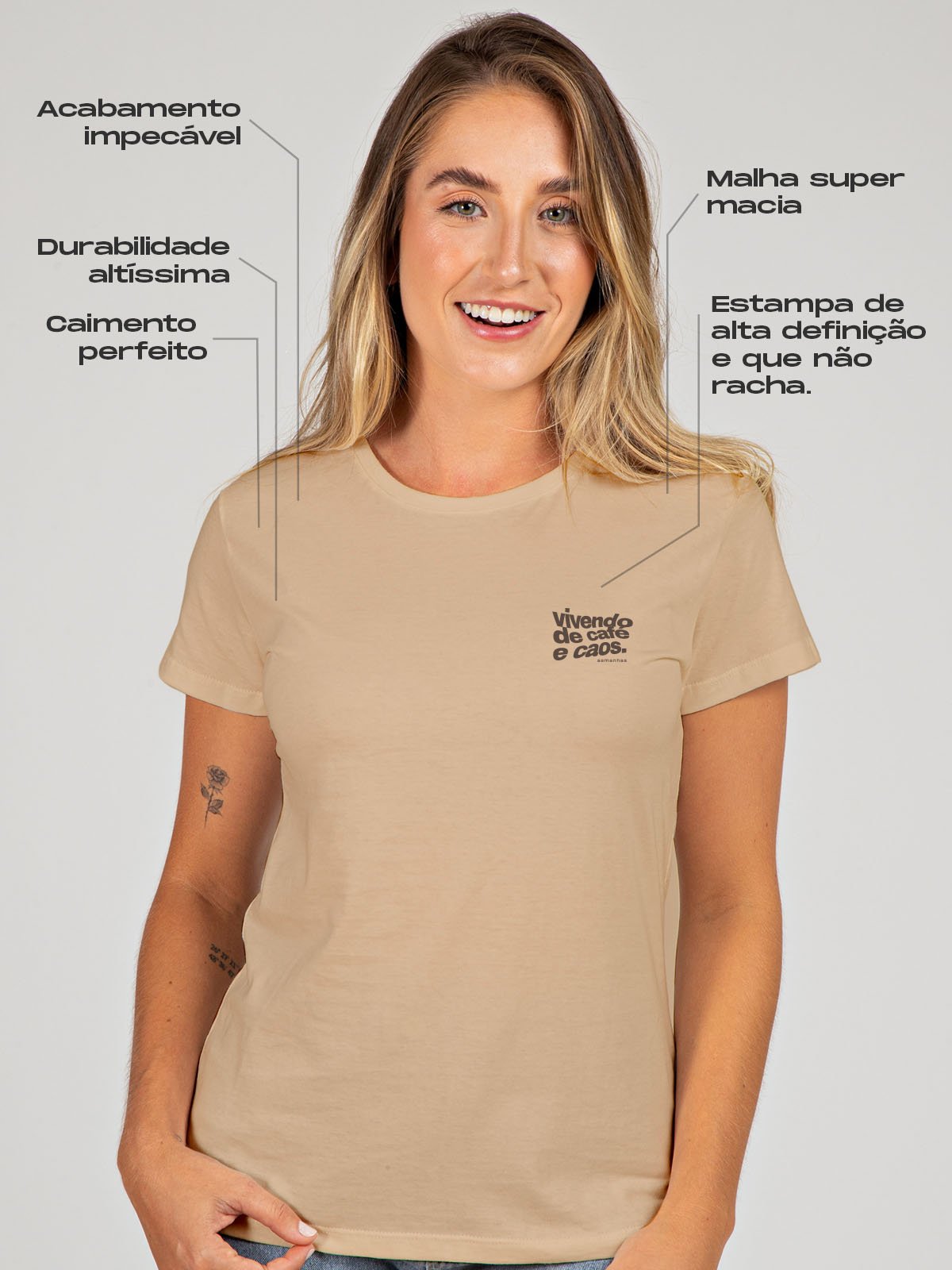 Camiseta Feminina Café e Caos Asmanhas