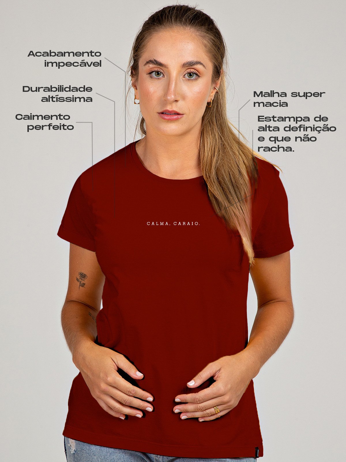Camiseta Feminina Calma Caraio Minimalista Asmanhas