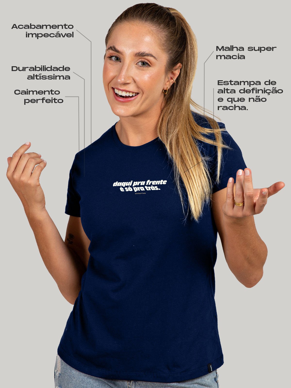 Camiseta Feminina Só pra Trás Asmanhas Areia