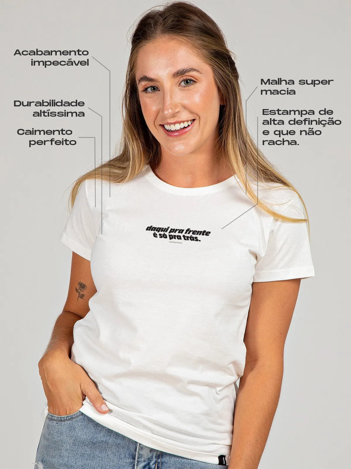 Camiseta Feminina Só pra Trás Asmanhas Areia