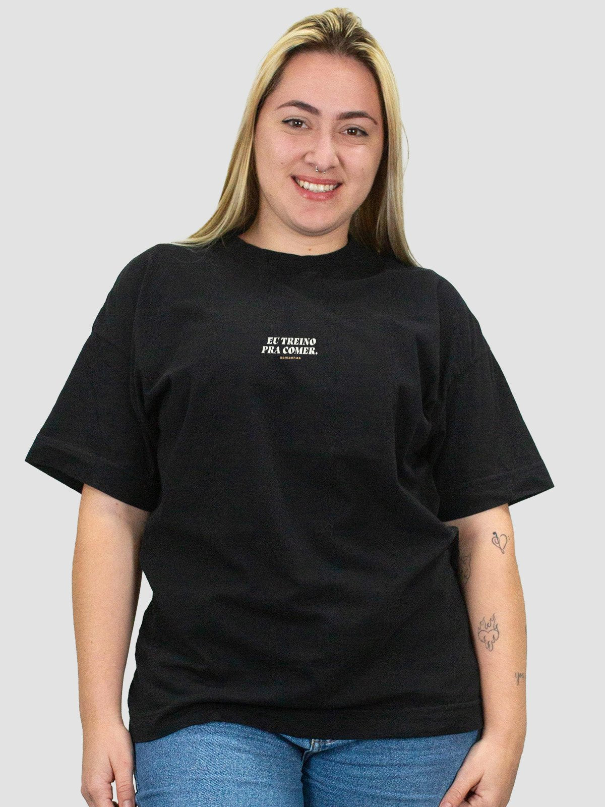 Camiseta Oversized Eu Treino Pra Comer Asmanhas