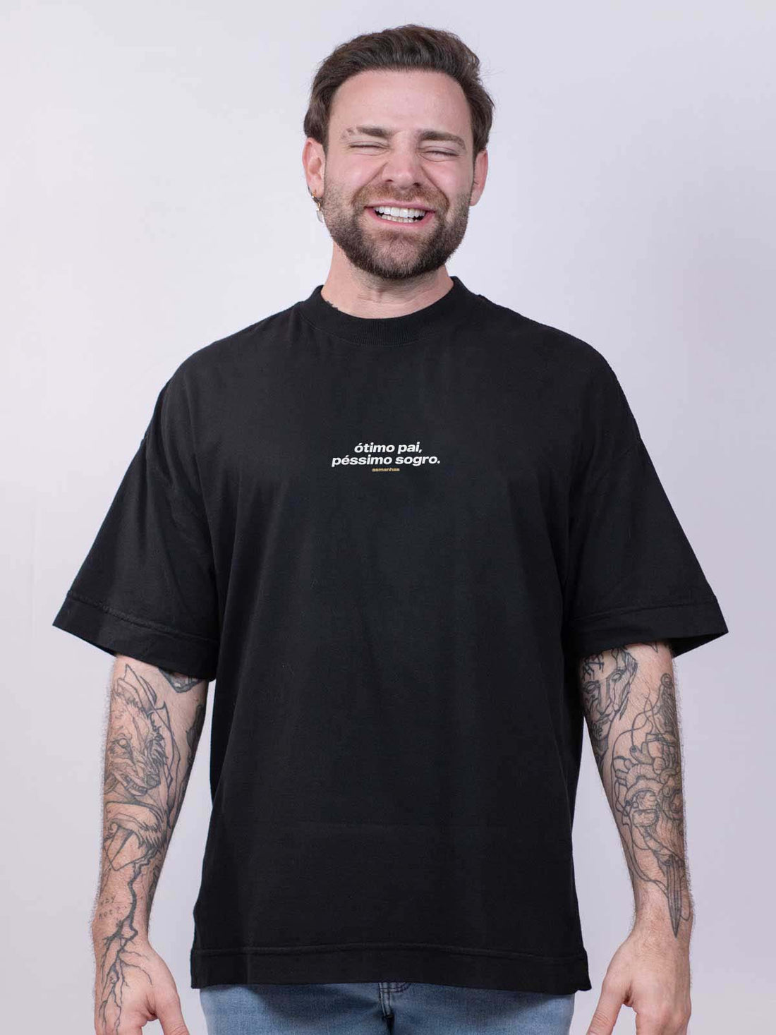 Camiseta Oversized Ótimo Pai, Péssimo Sogro Asmanhas