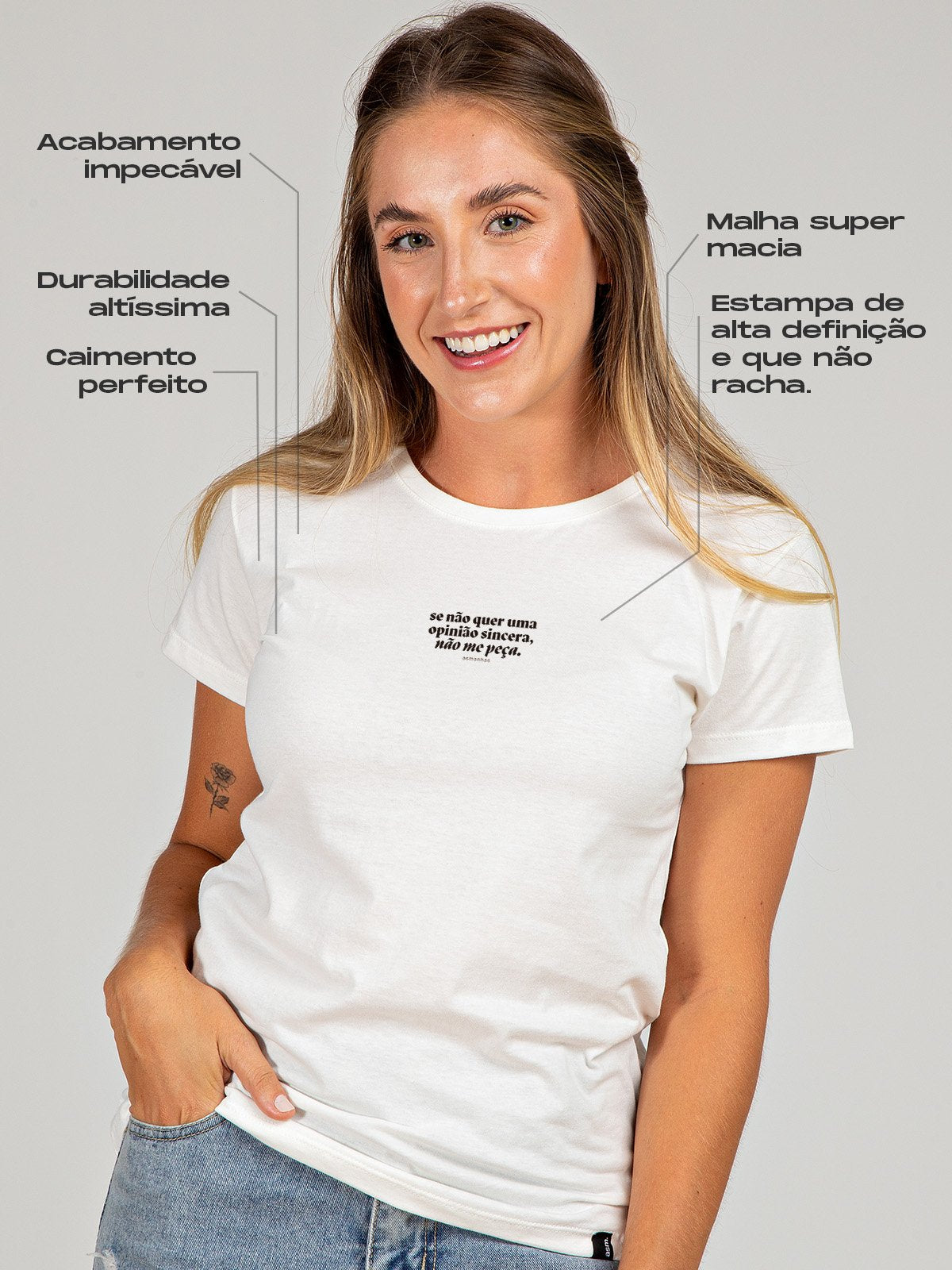 Camiseta Feminina Opinião Sincera Asmanhas