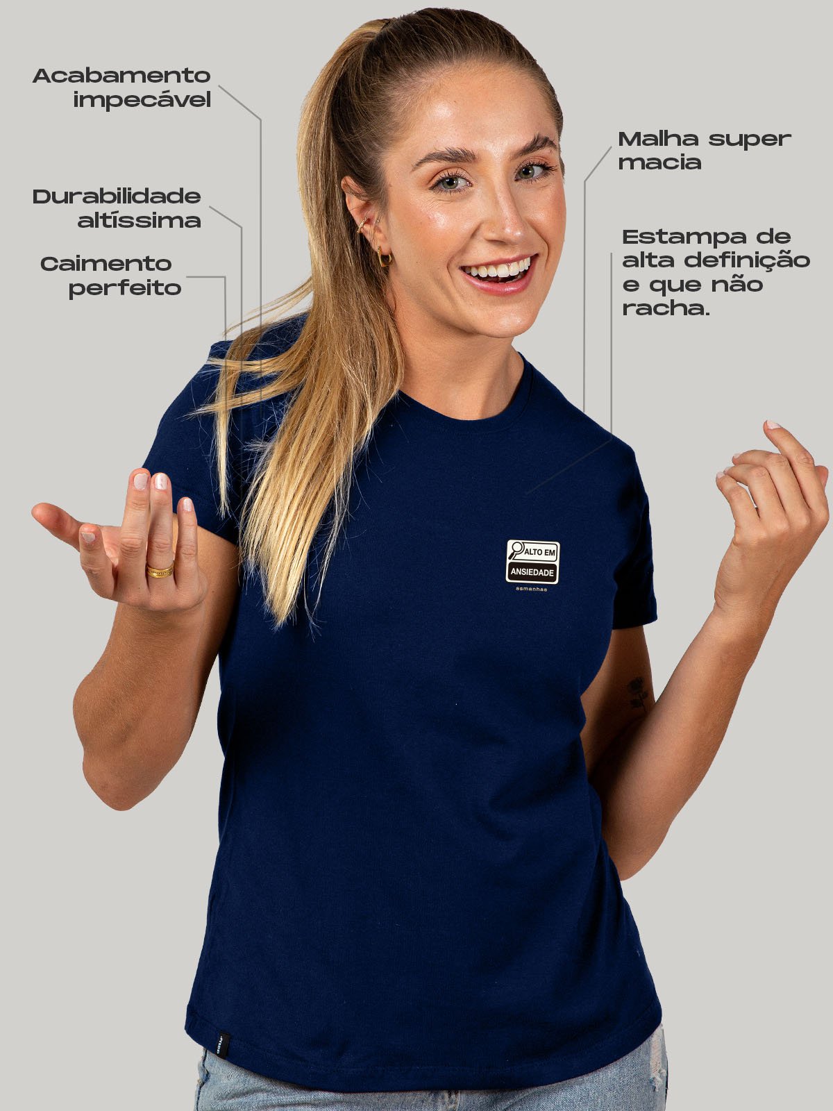 Camiseta Feminina Alto em Ansiedade Asmanhas