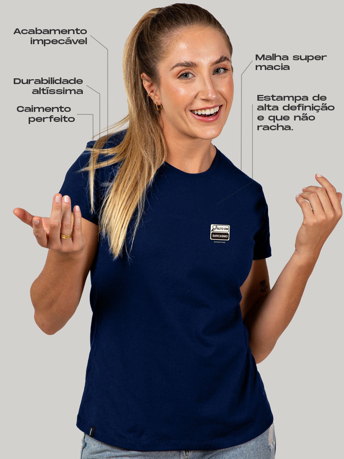 Camiseta Feminina Alto em Sarcasmo Asmanhas