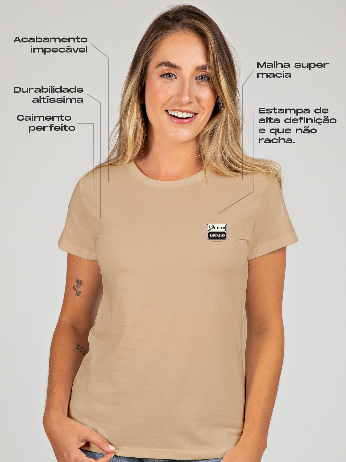 Camiseta Feminina Alto em Sarcasmo Asmanhas