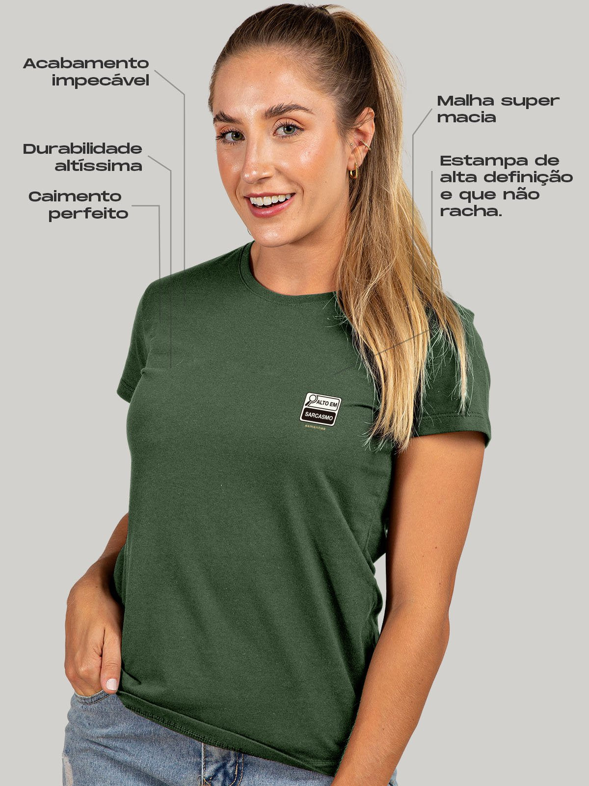 Camiseta Feminina Alto em Sarcasmo Asmanhas