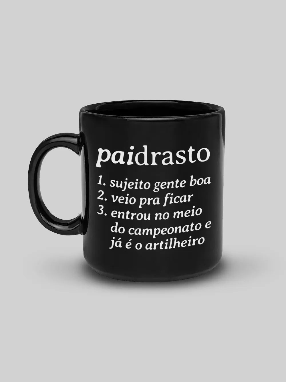 Caneca Padrasto Dicionário  Preta Asmanhas