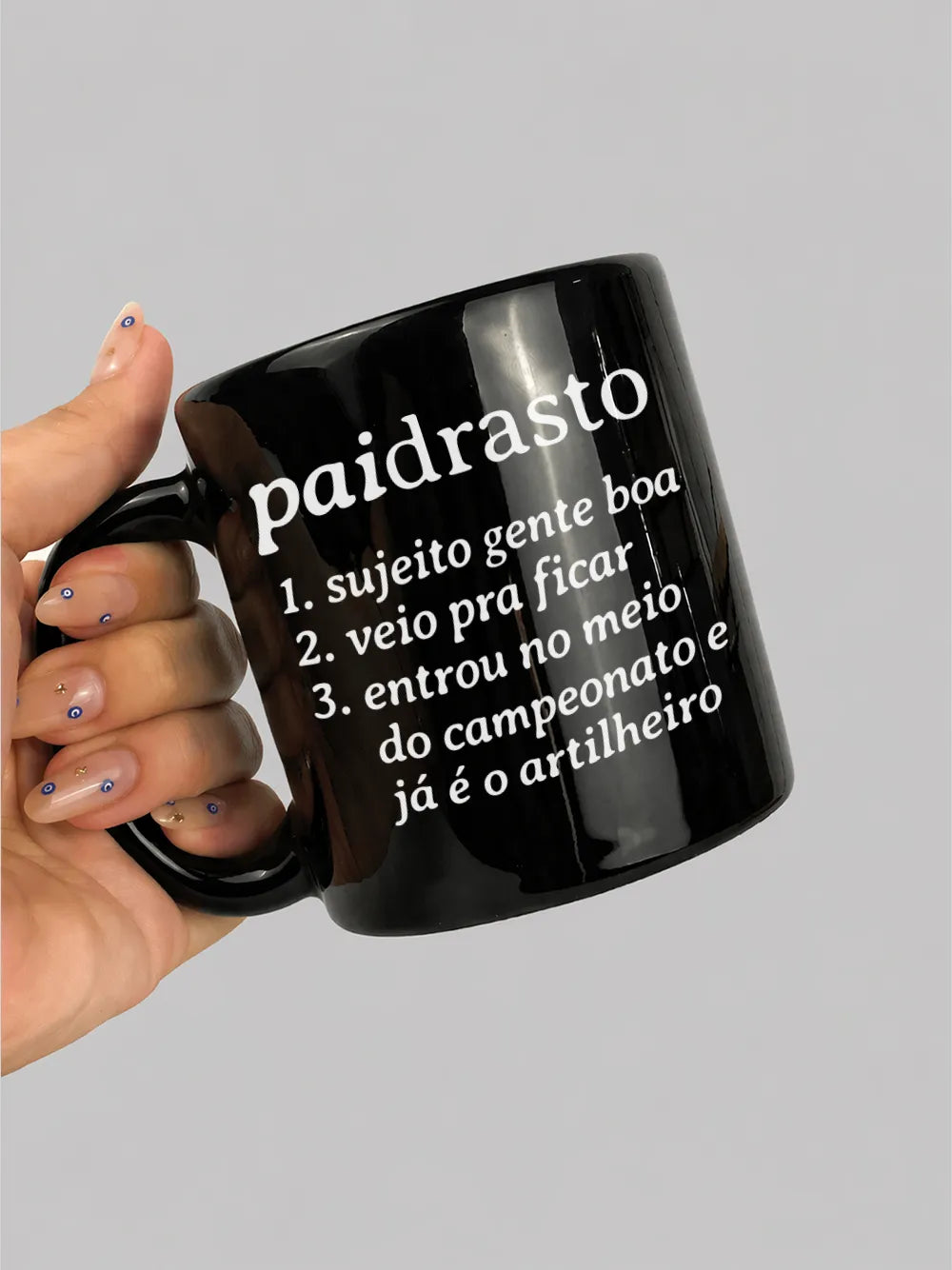 Caneca Padrasto Dicionário  Preta Asmanhas