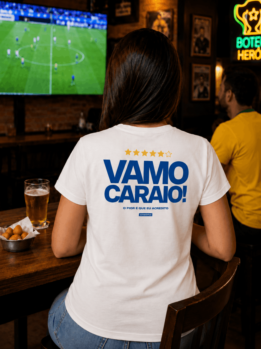 Camiseta Copa Feminina Vamo Caraio Costas Asmanhas