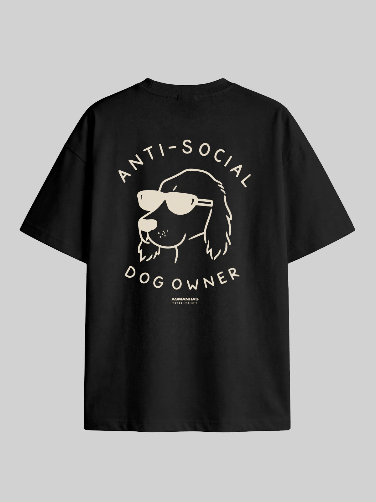 Camiseta Oversized Dono de Cachorro Antissocial Asmanhas