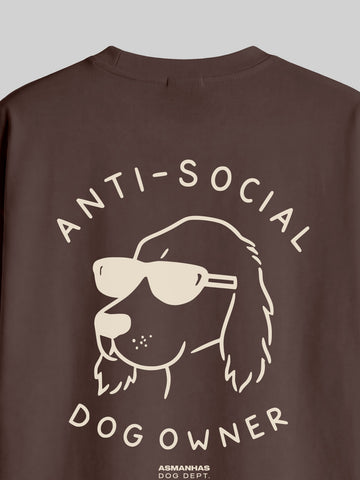 Camiseta Oversized Dono de Cachorro Antissocial Asmanhas