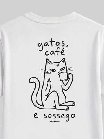 Camiseta Gatos Café e Sossego Asmanhas