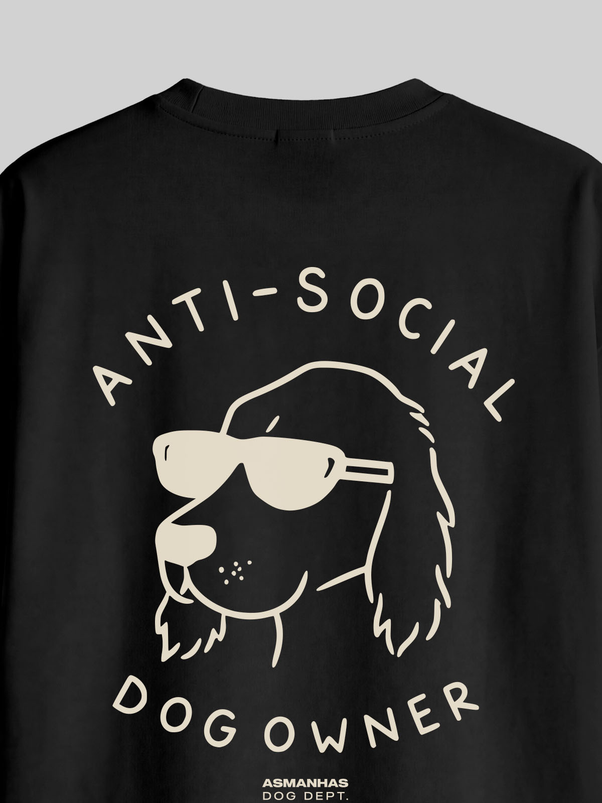Camiseta Oversized Dono de Cachorro Antissocial Asmanhas