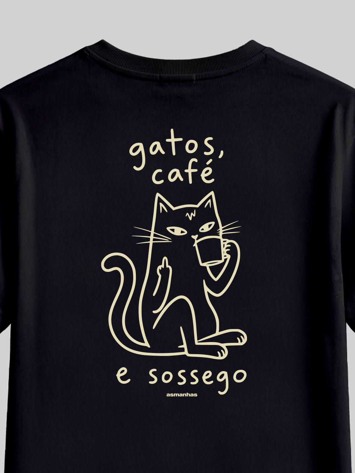Camiseta Gatos Café e Sossego Asmanhas