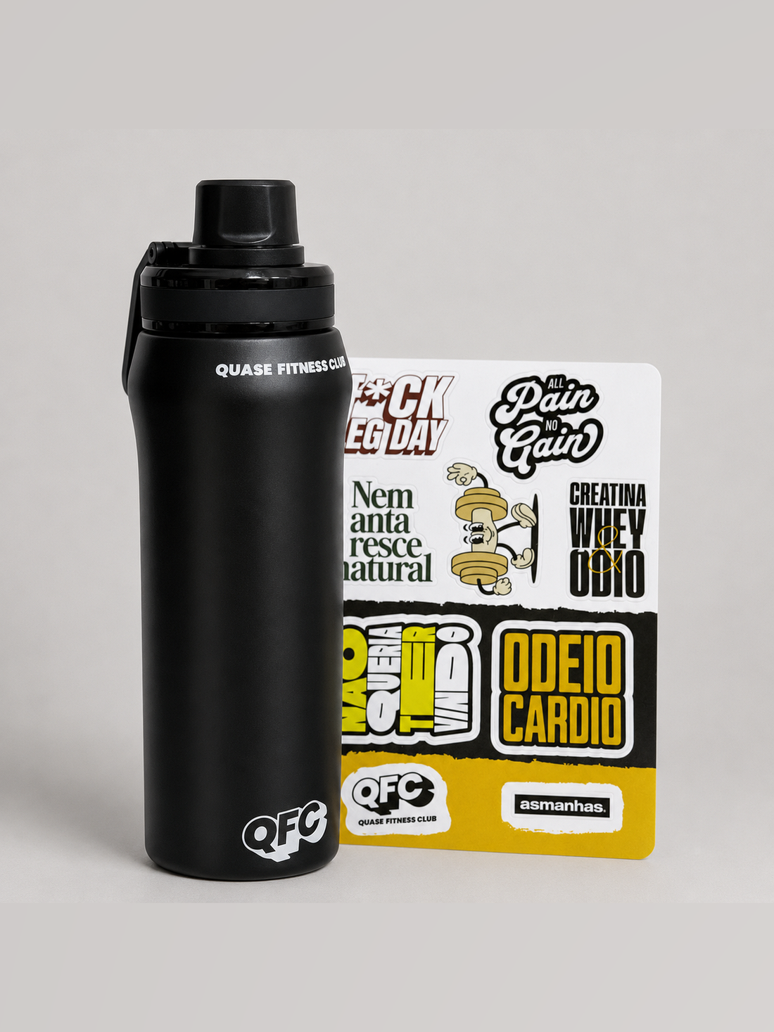 Garrafa Preta 650ml Com Stickers Asmanhas