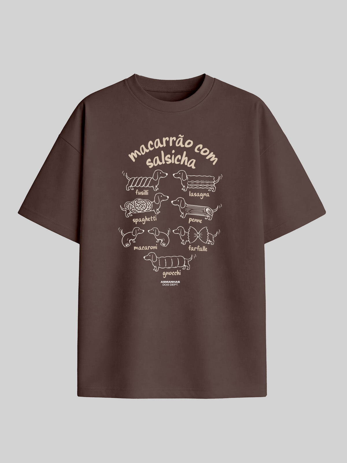 Camiseta Oversized Macarrão Com Salsicha Asmanhas