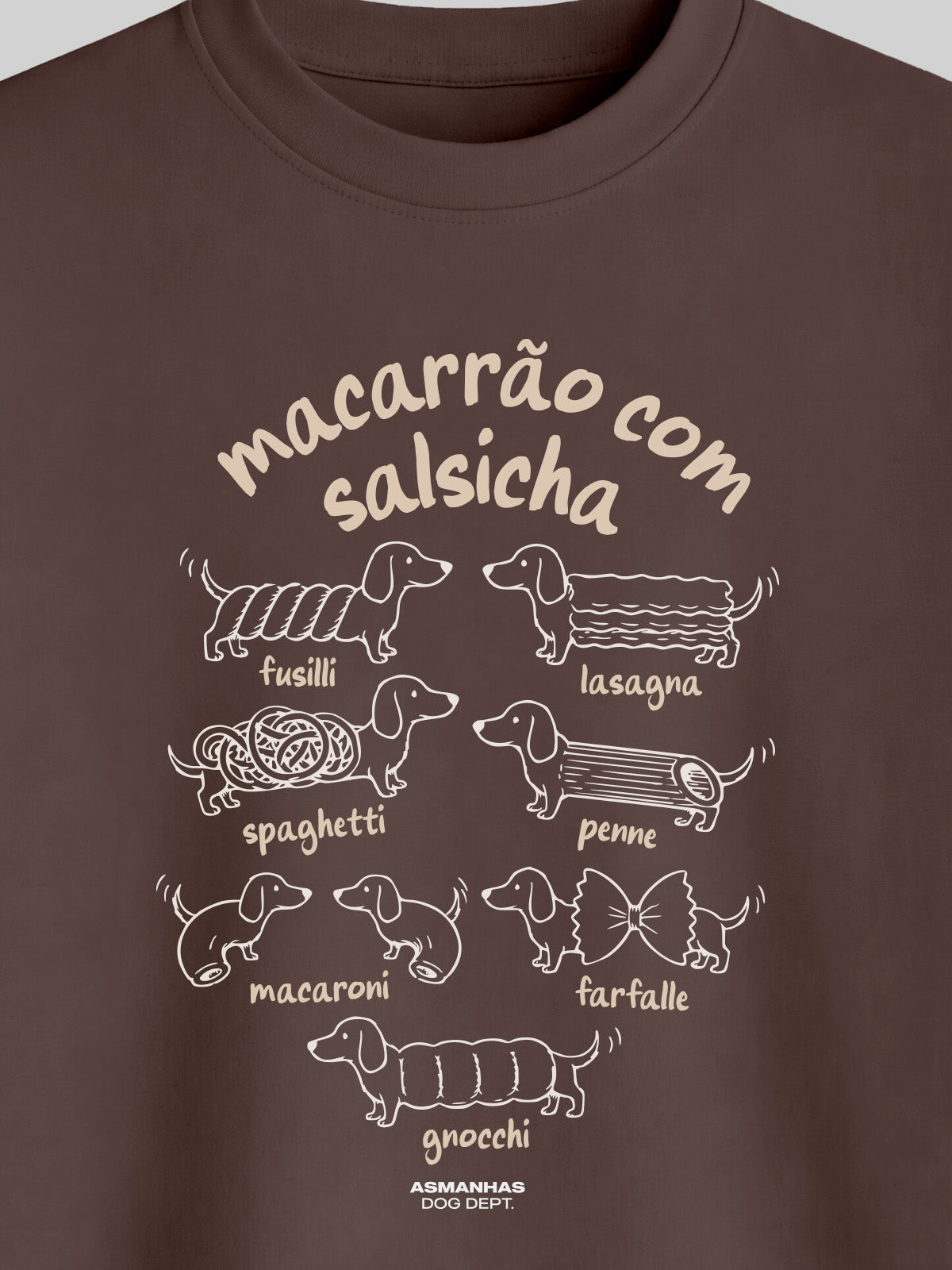 Camiseta Oversized Macarrão Com Salsicha Asmanhas