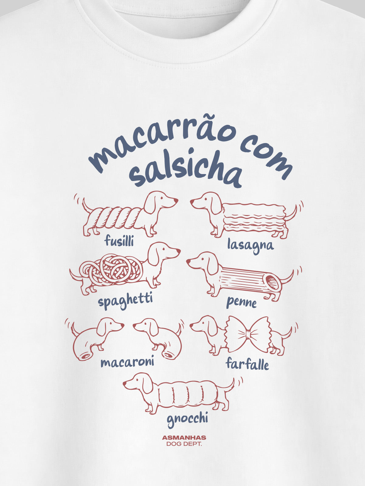 Camiseta Oversized Macarrão Com Salsicha Asmanhas