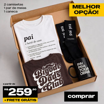 Kit Pais - 2 Camisetas, Caneca e Meia