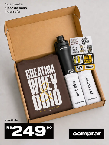 Kit Quase Fitness Club - Camiseta + Meia + Garrafa