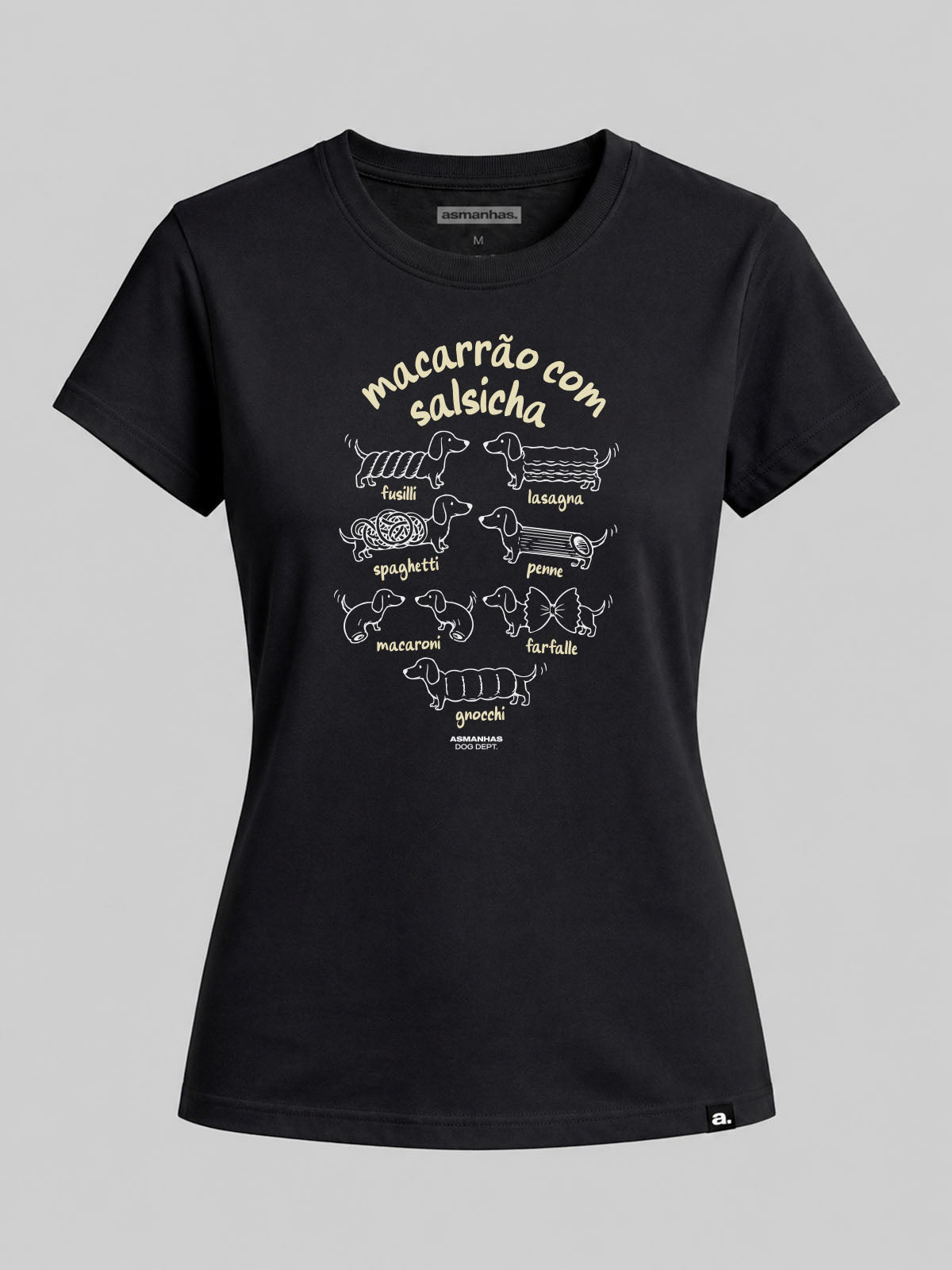 Camiseta Feminina Macarrão com Salsicha Asmanhas