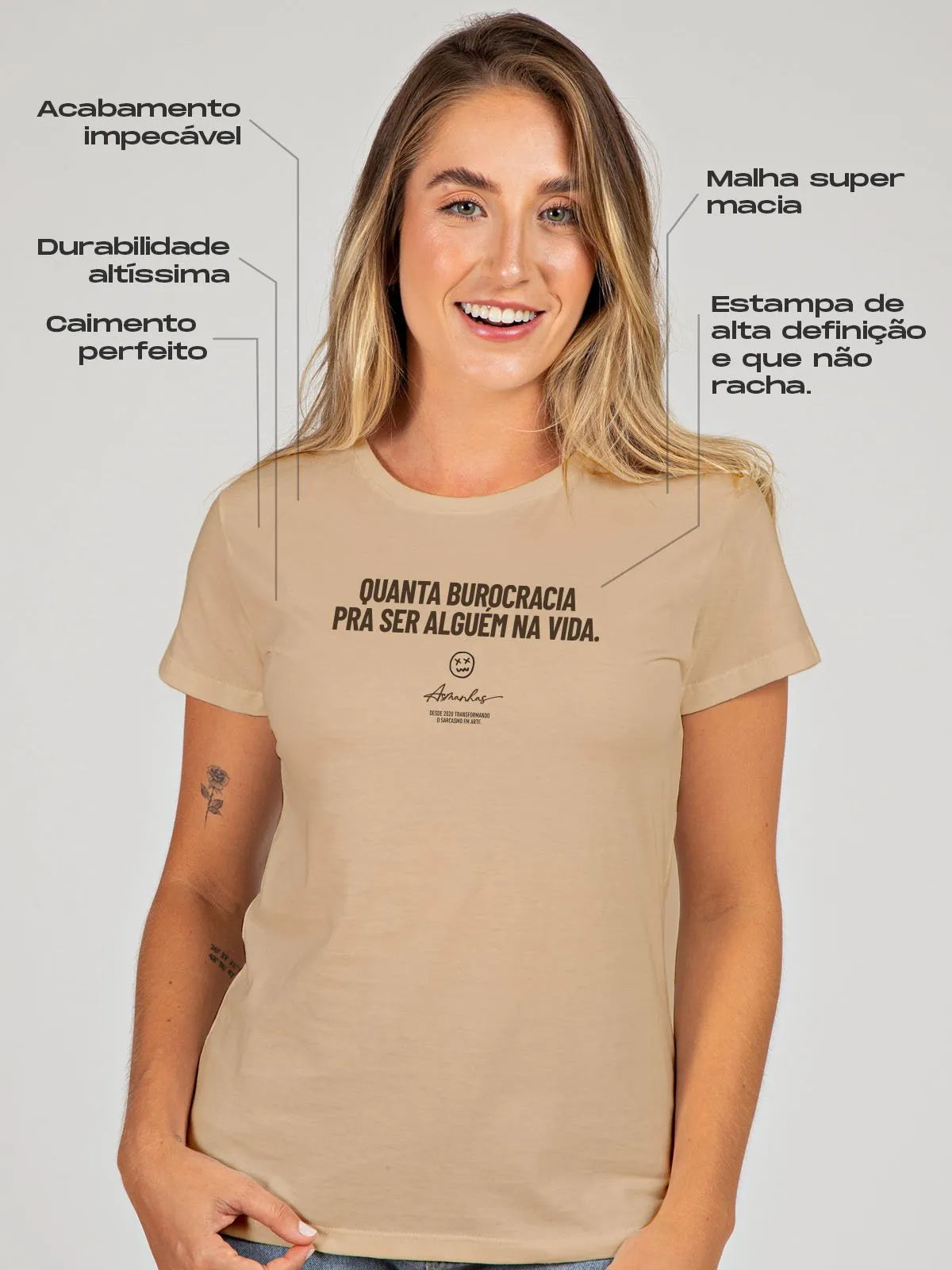 Camiseta Feminina Quanta Burocracia Asmanhas