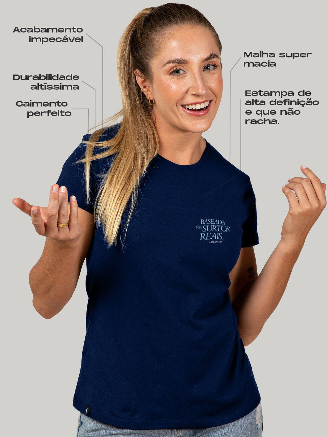 Camiseta Feminina Baseada em Surtos Reais Asmanhas