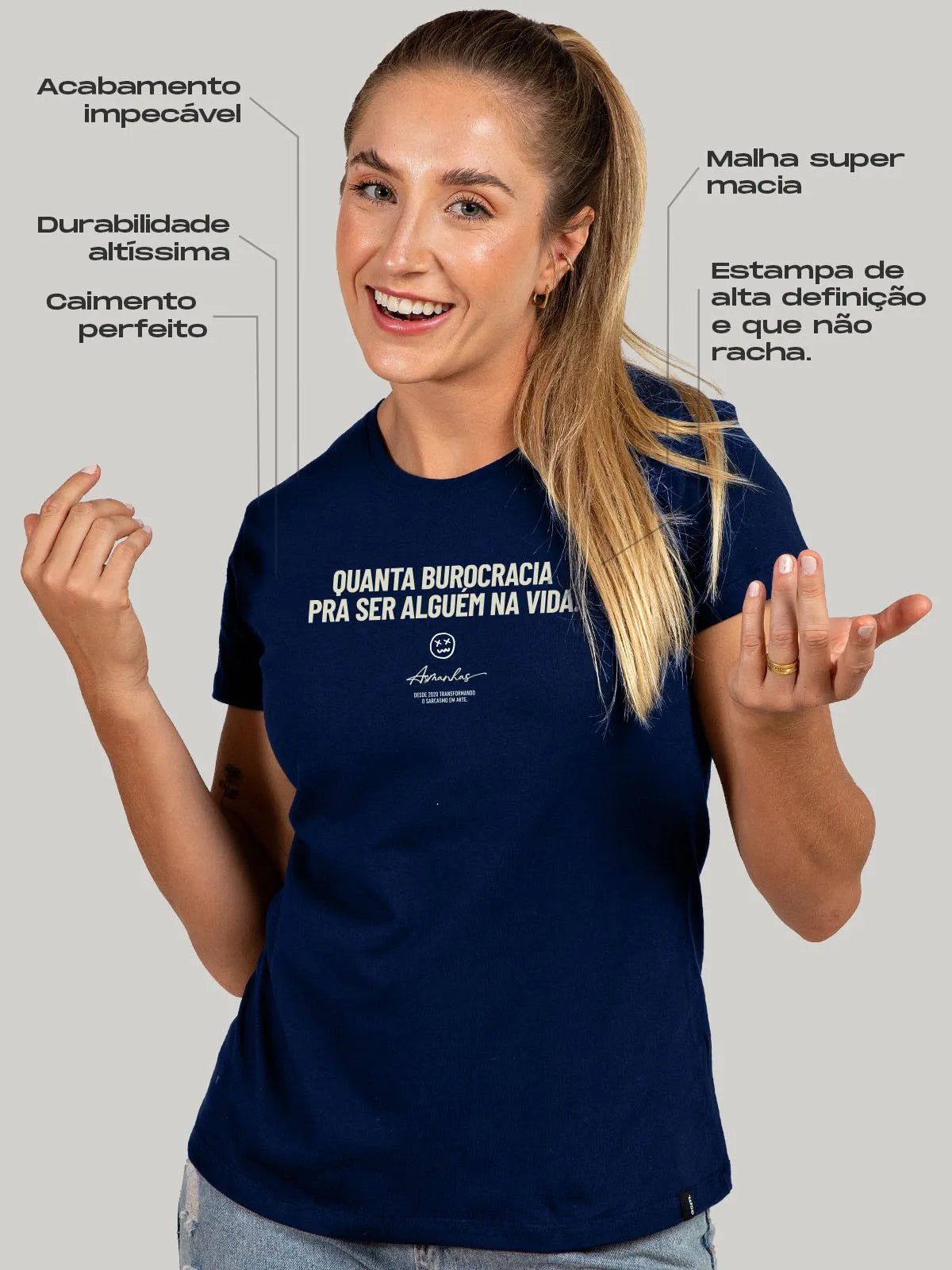 Camiseta Feminina Quanta Burocracia Asmanhas