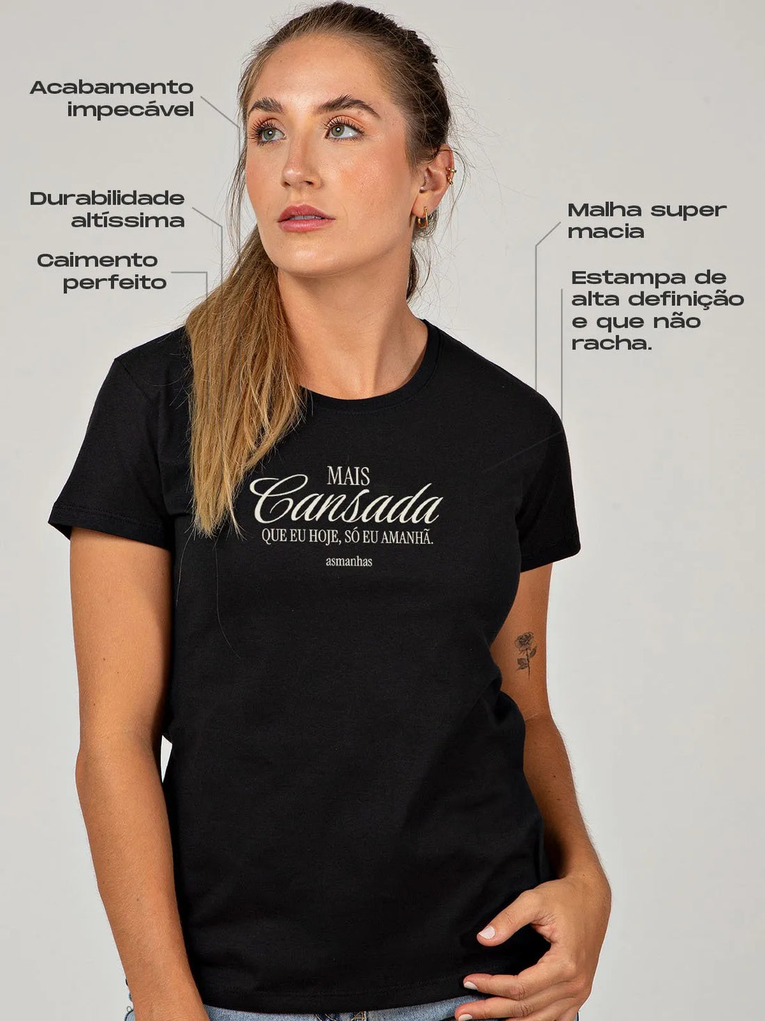 Camiseta Feminina Mais Cansada que Eu Hoje Asmanhas
