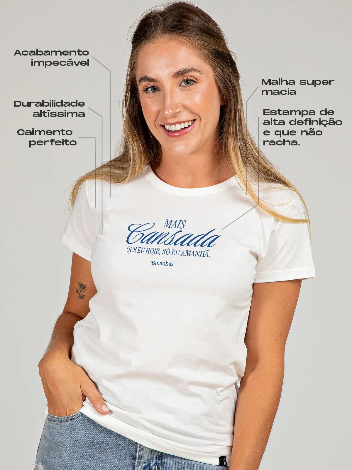 Camiseta Frase Feminina Mais Cansada que Eu Hoje Asmanhas