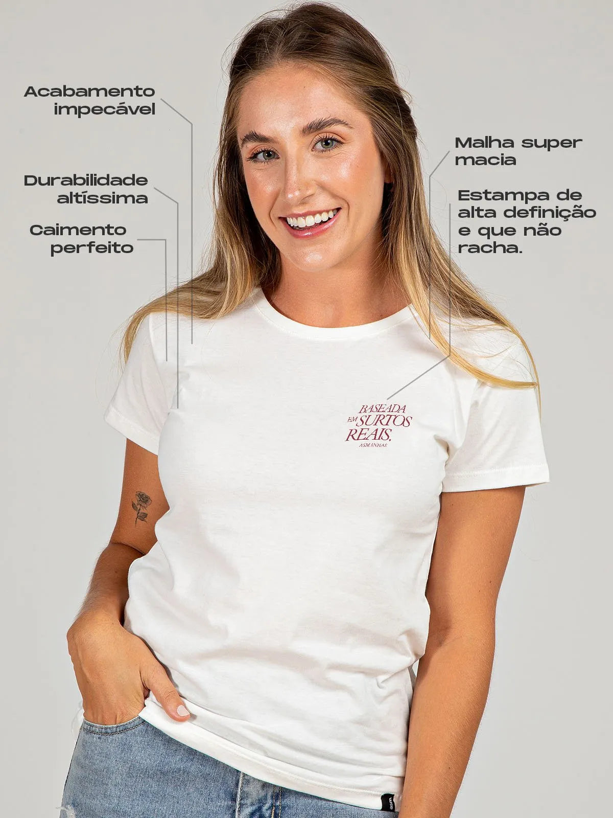 Camiseta Feminina Baseada em Surtos Reais Asmanhas